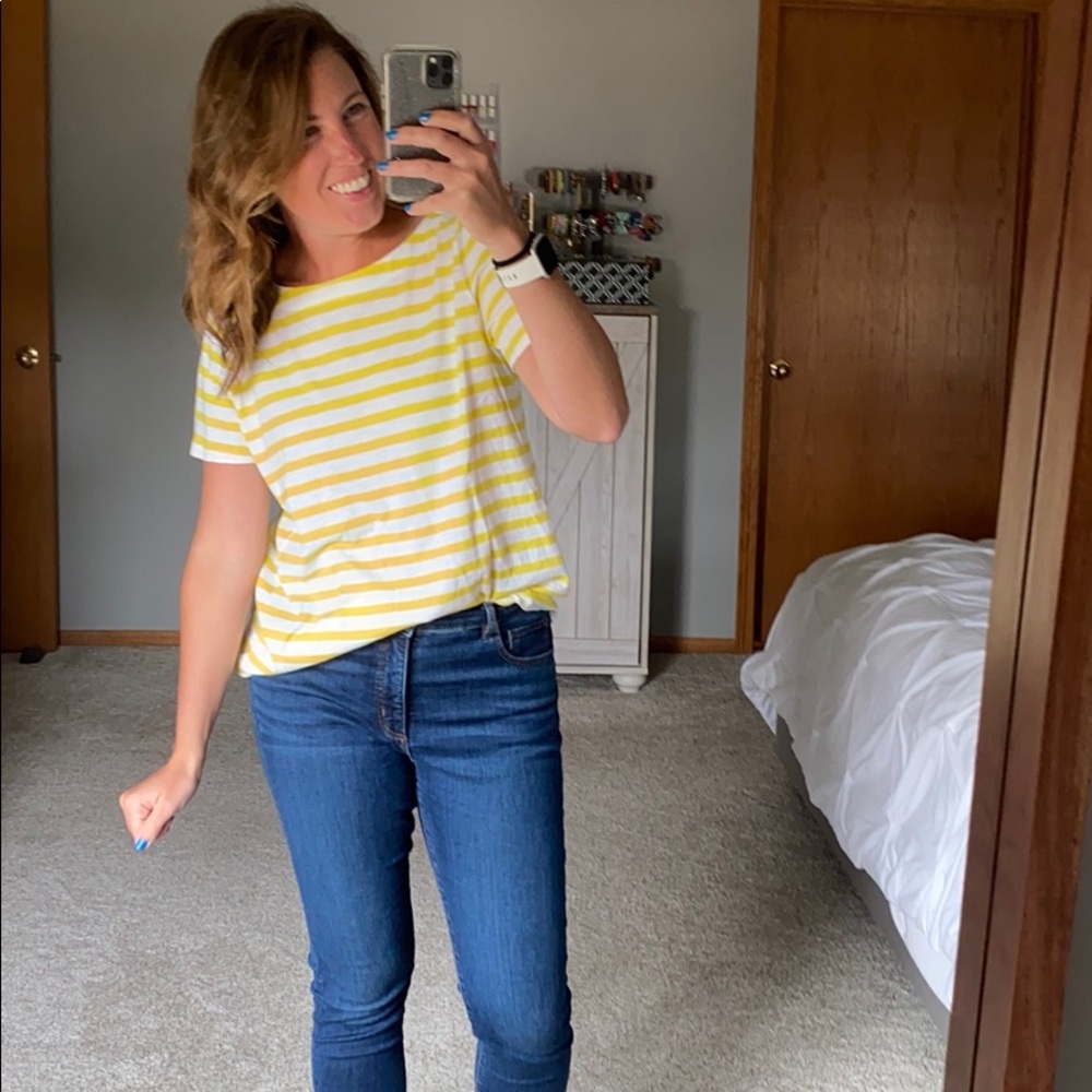 Loft Yellow and White Stripe Top